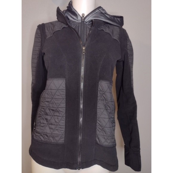 Lululemon Jackets & Blazers - LULULEMON Fleecy Keen Jacket Black Size 4 Removable Hood Warm Layered Quilted BB